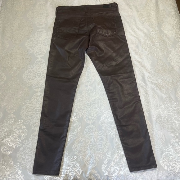 Adriano Goldschmied AG Farrah Skinny Leatherette High Rise Skinny Brown Size 31 - Picture 6 of 16
